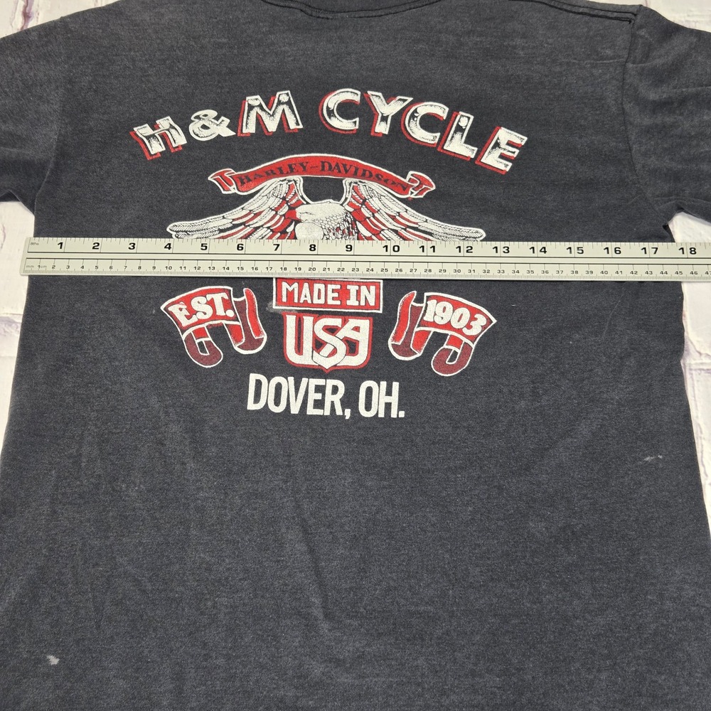 Vintage Harley Davidson Motorcycle Shirt Men M Eagle Distressed Faded USA 90s - Picture 11 of 14